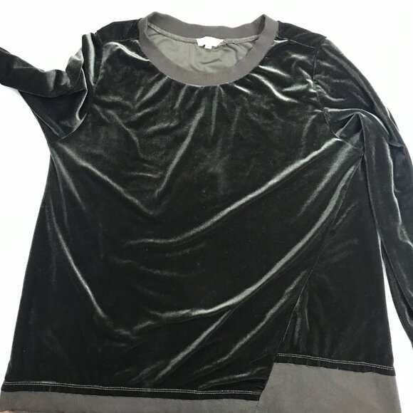 Easel Lagenlook Velour Top Women's Medium Long Sleeve Sweatshirt Asymmetrical - Picture 7 of 12